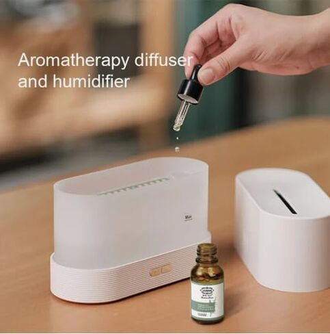 Flame Air Diffuser Humidifier Auto Off 180ml Essential Oil Diffuser-2 Modes Brightness Aroma Humidifier with Fire Flame Effect for Home,Office,Spa,Gym(Black) in Saudi Arabia