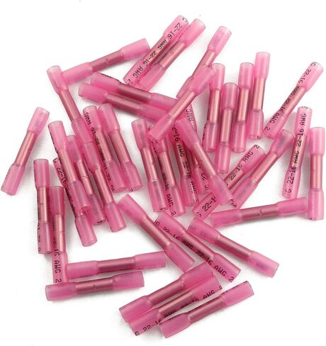 40pcs Heat Shrink Butt Terminals Red Electrical Wire Crimp Heat Shrink Connector Waterproof Wire Terminals Connectors 22-16AWG in Saudi Arabia