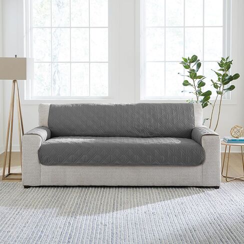 غطاء أريكة SureFit Gemma X-Large واقي الأثاث، أغطية أثاث واقية للحيوانات الأليفة من الألياف الدقيقة المقاومة للماء مع ظهر مانع للانزلاق، أغطية أريكة قابلة للغسل في الغسالة، غطاء أثاث فردي رمادي داكن in Kuwait