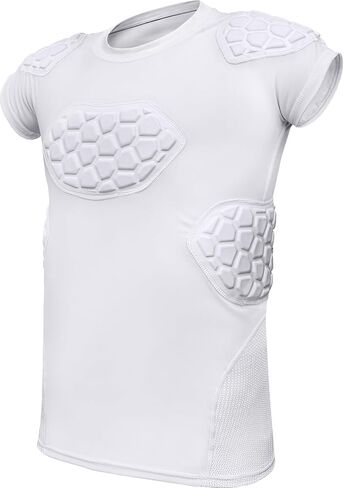 قميص كرة قدم مبطن للبالغين من Exxact Sports Elite 6-Pad مع حماية للصدر والكتف والأضلاع والعمود الفقري، قميص ضغط مبطن لكرة القدم للرجال in Kuwait