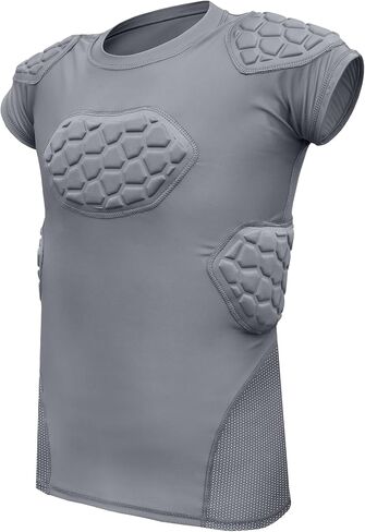 قميص كرة قدم مبطن للبالغين من Exxact Sports Elite 6-Pad مع حماية للصدر والكتف والأضلاع والعمود الفقري، قميص ضغط مبطن لكرة القدم للرجال in Kuwait