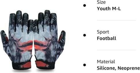 Clown Football Gloves-Tacky Grip Youth & Adult Football Gloves-Football Gloves Men-Extremely Sticky Football Receiver Gloves-Flag Football Gloves-Cool Football Gloves in Saudi Arabia