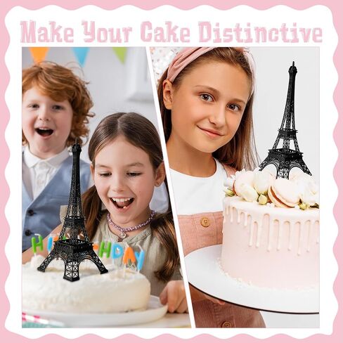 Therwen 6 Pcs 15'' Eiffel Tower Statue Decor Alloy Metal Paris French Eiffel Tower Model Collectible Figurine Paris Eiffel Tower Craft Art Statue Model Party Decoration Gift for Cake Topper (Black) in Saudi Arabia