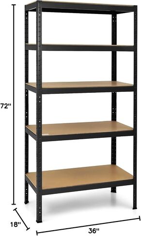 Tangkula 72" Storage Shelves, Heavy Duty Steel Frame 5-Tier Garage Shelf, Metal Multi-Use Storage Shelving Unit for Home/Office/Dormitory/Garage in Saudi Arabia