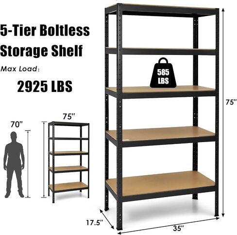 Tangkula 72" Storage Shelves, Heavy Duty Steel Frame 5-Tier Garage Shelf, Metal Multi-Use Storage Shelving Unit for Home/Office/Dormitory/Garage in Saudi Arabia