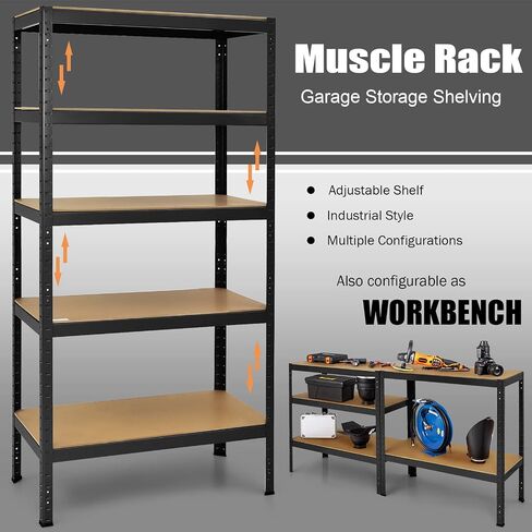 Tangkula 72" Storage Shelves, Heavy Duty Steel Frame 5-Tier Garage Shelf, Metal Multi-Use Storage Shelving Unit for Home/Office/Dormitory/Garage in Saudi Arabia