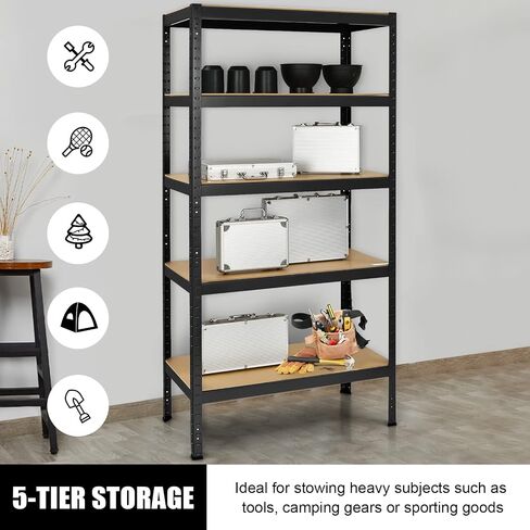 Tangkula 72" Storage Shelves, Heavy Duty Steel Frame 5-Tier Garage Shelf, Metal Multi-Use Storage Shelving Unit for Home/Office/Dormitory/Garage in Saudi Arabia