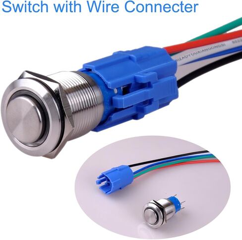 Taien Momentary Push button Switch 19mm 3/4" 1NO1NC ON/OFF Silver Stainless Steel Shell with 12V Blue LED Light for Car DIY in Saudi Arabia