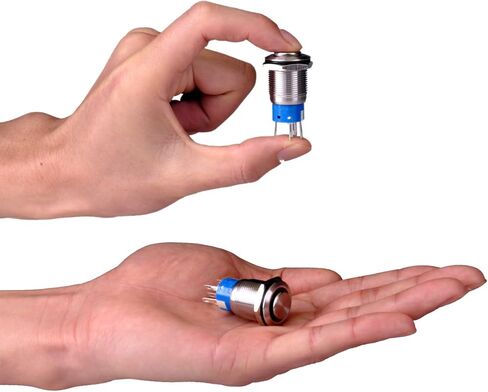 Taien Momentary Push button Switch 19mm 3/4" 1NO1NC ON/OFF Silver Stainless Steel Shell with 12V Blue LED Light for Car DIY in Saudi Arabia