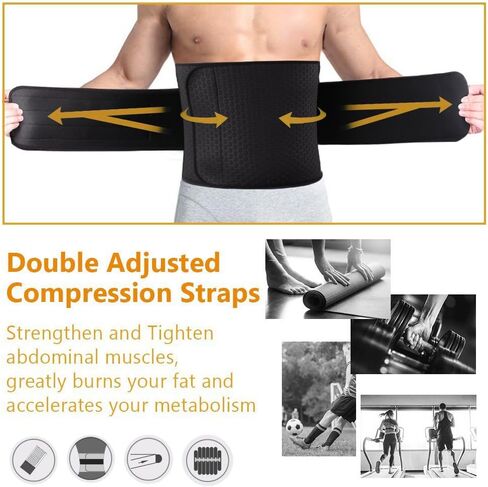 Wasit Trimmer for Men, Neoprene Ab Belt Widening Waist Trainer with Adjusted Straps for Weight Loss and Back Support in Saudi Arabia