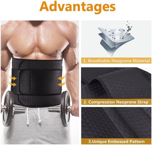 Wasit Trimmer for Men, Neoprene Ab Belt Widening Waist Trainer with Adjusted Straps for Weight Loss and Back Support in Saudi Arabia