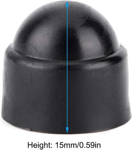 10 قطع 15 ملم/0.59 بوصة أغطية حماية مسمار الجوز، غطاء حماية M8 غطاء بلاستيكي سداسي مسامير صواميل غطاء رأس ملحق، أسود in Kuwait