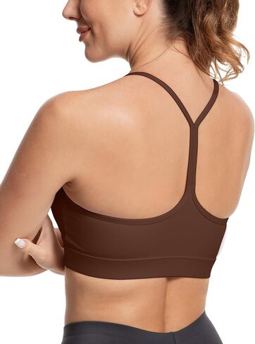 MathCat Y Back Sports Bra for Women, Padded Racerback Sports Bra Tank Top, Spaghetti Thin Strap Workout Yoga Bra in Kuwait