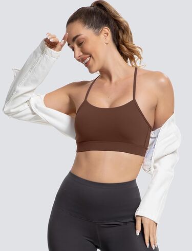 MathCat Y Back Sports Bra for Women, Padded Racerback Sports Bra Tank Top, Spaghetti Thin Strap Workout Yoga Bra in Kuwait