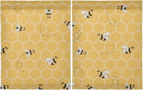 Yellow Bees Honey Kitchen Curtains 36 inch Length Light Filtering Tier Curtains Short Valance for Kitchen Bathroom Bedroom Kids Living Room, 2 Panels (27 W x 36 L) in Saudi Arabia