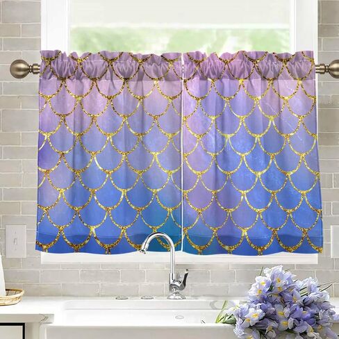 Yellow Bees Honey Kitchen Curtains 36 inch Length Light Filtering Tier Curtains Short Valance for Kitchen Bathroom Bedroom Kids Living Room, 2 Panels (27 W x 36 L) in Saudi Arabia