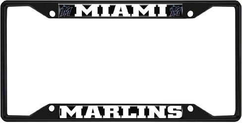 Fan Mats 31310: Miami Marlins Metal License Plate Frame Black Finish in Saudi Arabia