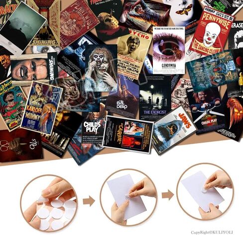 KULIYOLI 50PCS Classic Horror Movie Poster Wall Collage Kit Aesthetic Pictures Collage Vintage Film Photo Wall Home Theater Room Dorm Bedroom Wall Decor 4" x 6" in Saudi Arabia