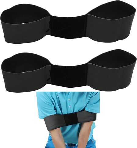 2 قطعة من أدوات تدريب أرجوحة الجولف، شريط الذراع المستقيم، مدرب أرجوحة الجولف، يساعد على تصحيح الذراع، للمبتدئين في الجولف (أسود) in Kuwait