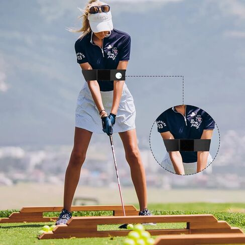 2 قطعة من أدوات تدريب أرجوحة الجولف، شريط الذراع المستقيم، مدرب أرجوحة الجولف، يساعد على تصحيح الذراع، للمبتدئين في الجولف (أسود) in Kuwait
