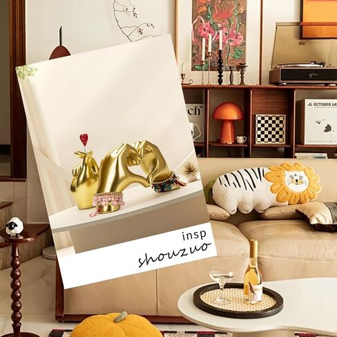 Gold Gesture Decor for Living Room, Heart Hand Statue Room Decoration, Love Finger Sculpture for Shelves, Home,Bedroom, Bookshelf, Coffee Table, Wedding Small Ornament Home Decoration, Decor 2Pcs in Saudi Arabia