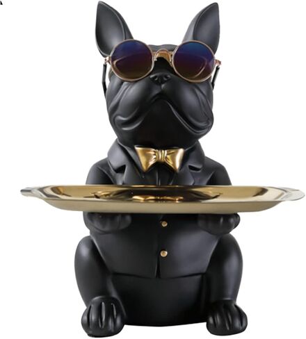 Butler Statue with Metal Trays, Key Bowl for Entryway Table, Desk Candy Bowl, Multipurpose Sculpture Home Decor,Coin Piggy Bank (Black) in Saudi Arabia