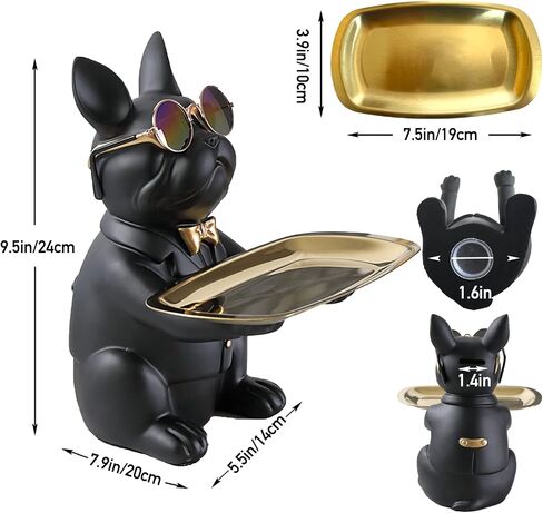 Butler Statue with Metal Trays, Key Bowl for Entryway Table, Desk Candy Bowl, Multipurpose Sculpture Home Decor,Coin Piggy Bank (Black) in Saudi Arabia