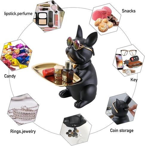 Butler Statue with Metal Trays, Key Bowl for Entryway Table, Desk Candy Bowl, Multipurpose Sculpture Home Decor,Coin Piggy Bank (Black) in Saudi Arabia
