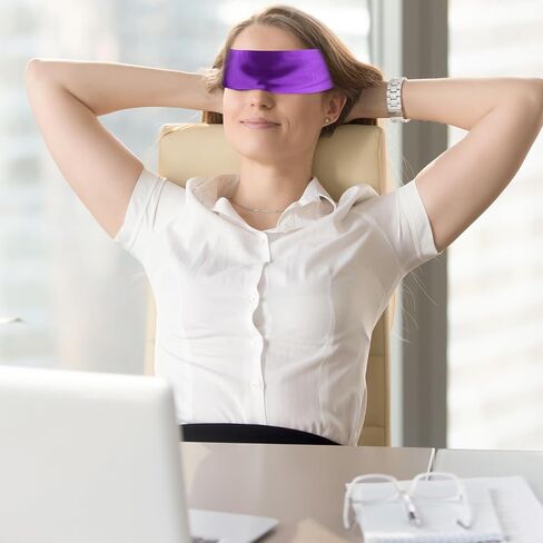 2 Pcs Satin Eye Mask,Soft Blindfold for Adult Adjustable Blind Folds for Sleeping 150cm/59inch Eye Cover Sleep Mask Blindfold for Women Man Couples Travel Sleep Nap (Black,Purple) in Saudi Arabia
