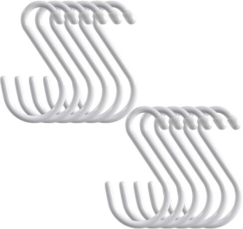 6 Inch Heavy Duty Vinyl Coated S Hooks, Black Rubber Coated S Hooks, Extra Thick Non Slip Metal S Hanger for Closet, Garden, Garage, Kitchen Hanging, Black, Pack of 12 in Kuwait