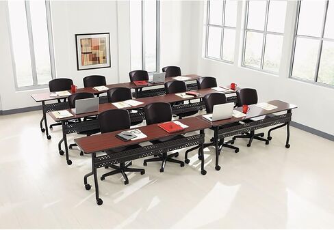 Iceberg Officeworks Mobile Training Table with Two Locking Wheels, Mahogany and Black, 72" L x 18" W x 29" H in Saudi Arabia