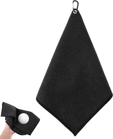 Golf Towel, Golf Towels for Golf Bags with Carabiner Clip, Premium Absorbent Microfiber Fabric Golf Towel, 11.4" x 11.4",Golf Towel f or Cleaning Golf Ball Club Putter Iron,Birthday Gifts for Golf Fan in Saudi Arabia