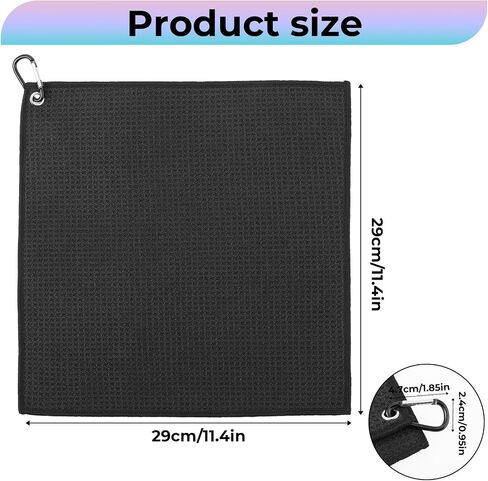 Golf Towel, Golf Towels for Golf Bags with Carabiner Clip, Premium Absorbent Microfiber Fabric Golf Towel, 11.4" x 11.4",Golf Towel f or Cleaning Golf Ball Club Putter Iron,Birthday Gifts for Golf Fan in Saudi Arabia