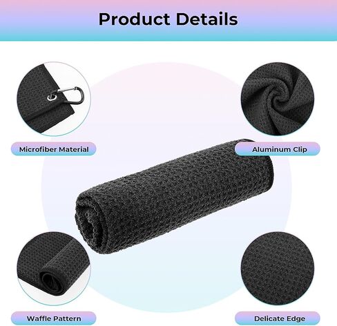 Golf Towel, Golf Towels for Golf Bags with Carabiner Clip, Premium Absorbent Microfiber Fabric Golf Towel, 11.4" x 11.4",Golf Towel f or Cleaning Golf Ball Club Putter Iron,Birthday Gifts for Golf Fan in Saudi Arabia