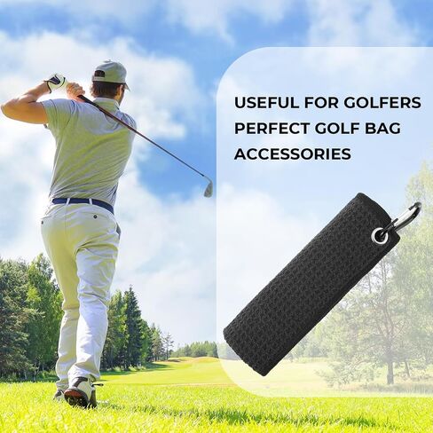 Golf Towel, Golf Towels for Golf Bags with Carabiner Clip, Premium Absorbent Microfiber Fabric Golf Towel, 11.4" x 11.4",Golf Towel f or Cleaning Golf Ball Club Putter Iron,Birthday Gifts for Golf Fan in Saudi Arabia