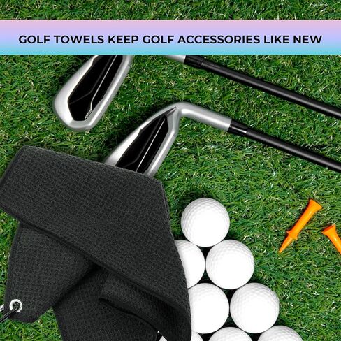Golf Towel, Golf Towels for Golf Bags with Carabiner Clip, Premium Absorbent Microfiber Fabric Golf Towel, 11.4" x 11.4",Golf Towel f or Cleaning Golf Ball Club Putter Iron,Birthday Gifts for Golf Fan in Saudi Arabia