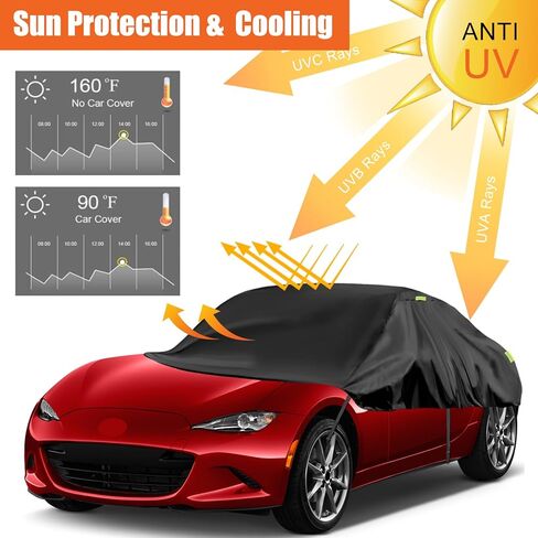 غطاء نصف سيارة متوافق مع تويوتا هايلاندر 2011-2023، غطاء سيارة أكسفورد 300D مقاوم للطقس مع شريط عاكس، حقيبة تخزين جميع الأحوال الجوية مقاومة للأشعة فوق البنفسجية in Kuwait