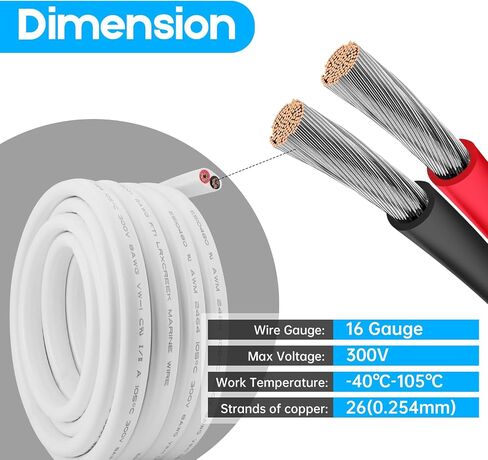 12 Gauge Marine Wire 50ft Tinned Copper Electrical Wire, Standard USA 12 AWG Duplex Marine Grade Wire for Boat Automotive Speakers RV and Trailer in Saudi Arabia