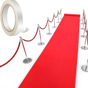 Shappy Red Carpet Runner Rug 55gsm Thickness with 1 Piece Carpet Tape for Wedding Christmas Xmas Thanksgiving Outdoor Accessories, Wedding Party Hallway Rug (2.6 x 164 Feet), As Pictures Show