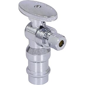 Midline Valve 92325QS-NL-Q 1/4 Turn Press Angle Stop Valve, 1/2" Press x 1/4" OD, Chrome Plated Brass