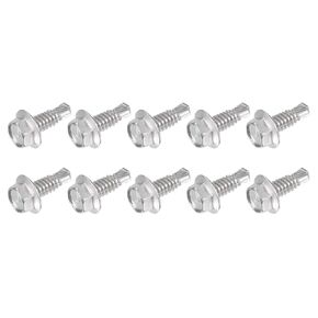 Hex Washer Self Drilling Screws (#12 x 5/8") 100Pcs, 410 Stainless Steel Hex Flange Sheet Metal Tapping Screw - for House Construction and Maintenance
