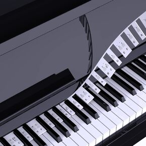 K TOMOTO Piano Notes Guide & Piano Key Guide - 88-Key Full Size,Removable Piano Keyboard Note Labels for Learning,Made of Silicone, No Need Stickers, Reusable and Comes with Box (Classic Black)