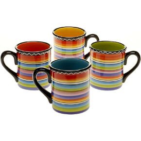 Certified International Tequila Sunrise Mug, 15-Ounce, Assorted Designs, Set of 4