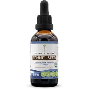 Secrets of the Tribe Fennel Seed Tincture Alcohol-Free Extract, USDA Organic Fennel (Foeniculum vulgare) Dried Seed (4 FL OZ)