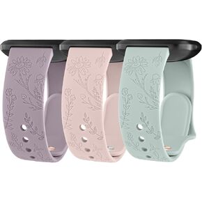 Vancle Silicone Floral Engraved Bands Compatible with Fitbit Versa 2 Bands for Women Men, Soft Breathable Sport Replacement Wristbands for Fitbit Versa 2 / Fitbit Versa/Versa Lite/Versa SE