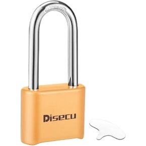 disecu® Heavy Duty Long Shackle 4 Digit Combination Lock, Anti-Error Feature, High Security Waterproof Outdoor Padlock for School Gym Locker, Fence, Gate, Hasp Storage (Black)