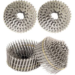 1200 Count Siding Nails Full Round Head Wire Collated 15-Degree 1-3/4 Inch x .090 Inch 304 Stainless Steel Coil Siding Nail. Adapted to Gun Type CN55/CN57.