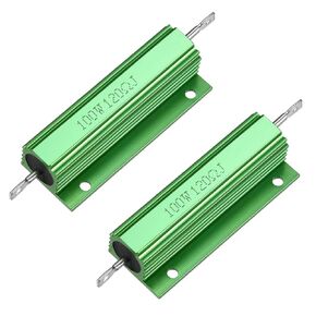 uxcell 2 Pcs Aluminum Case Resistor 100W 120 Ohm Wirewound Green for LED Replacement Converter 100W 120RJ