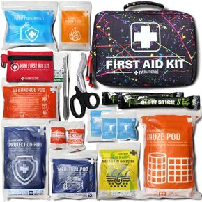 EVERLIT 380 pcs Home Medic Kit | All-Purpose First Aid Kit for Cuts, Scrapes, Burns | Medical Supplies for Home, Office, Car, Travel, Camping, Outdoor | Emergency Preparedness Essentials (Red)