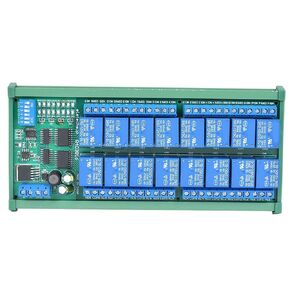 Summer Enjoyment RS485 Relay,12V 16-Channel RS485 Relay PLC Electrical Expansion Module for Modbus RTU Protocol Remote Control(with DIN Rail Box)